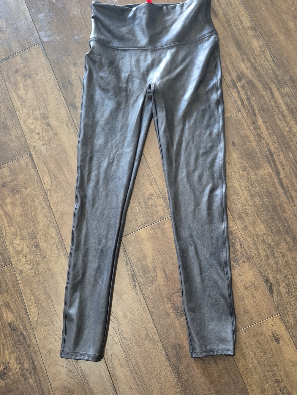 Spanx Faux Leather High-Waist Leggings in Charcoal